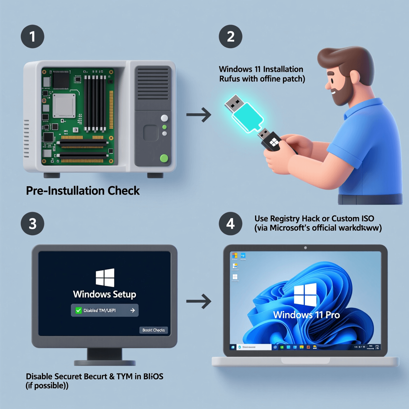 Как установить Windows 11 на старый компьютер без UEFI и TPM.